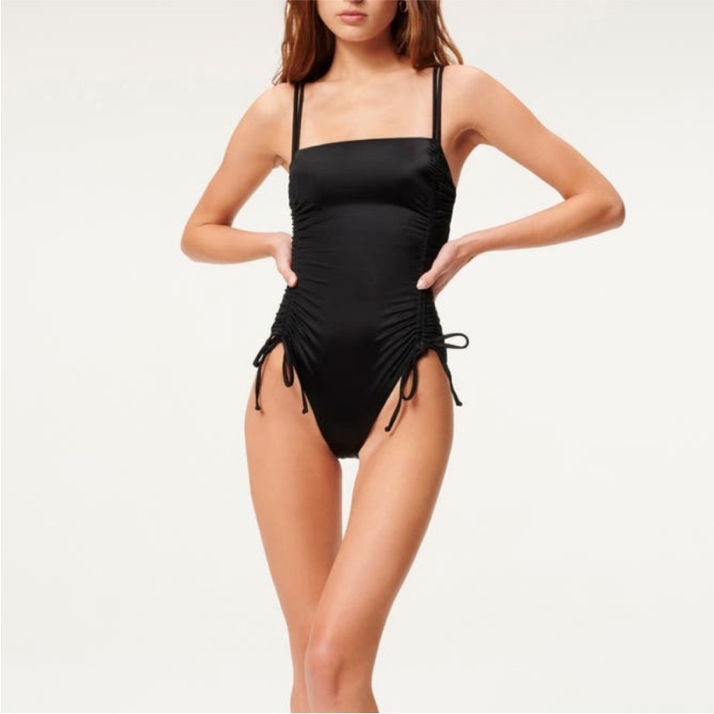 Good American Black Ruched Waist One Piece